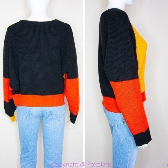 Moon & Madison women's color block cropped sweater,‎ size M - Picture 2 of 16